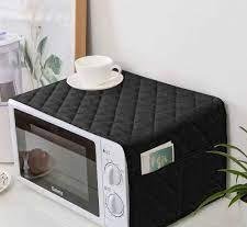 Quilted Microwave Cover Black Waterproof Dust Proof