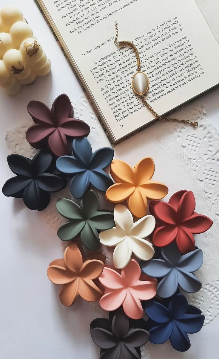 Multicolor Hair Catcher - 4 Pcs Flower Shape Claw Clips