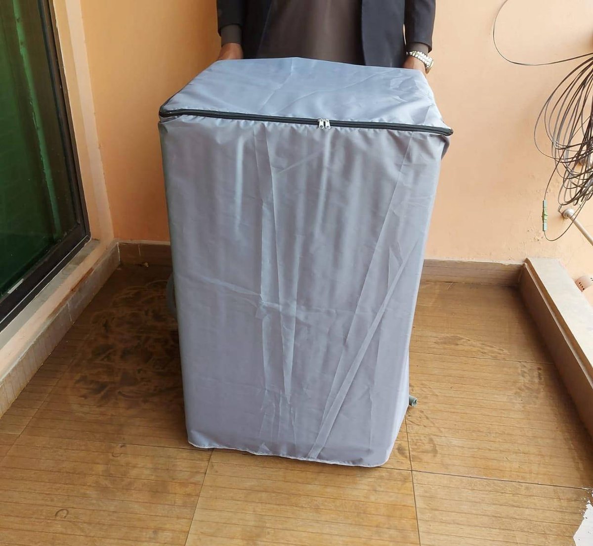 Light Grey Waterproof Washing Machine Cover for Top Load