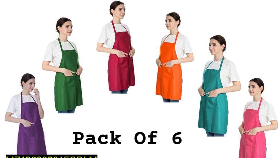 Multicolor Kitchen Aprons Pack of 6 Durable Parachute Fabric