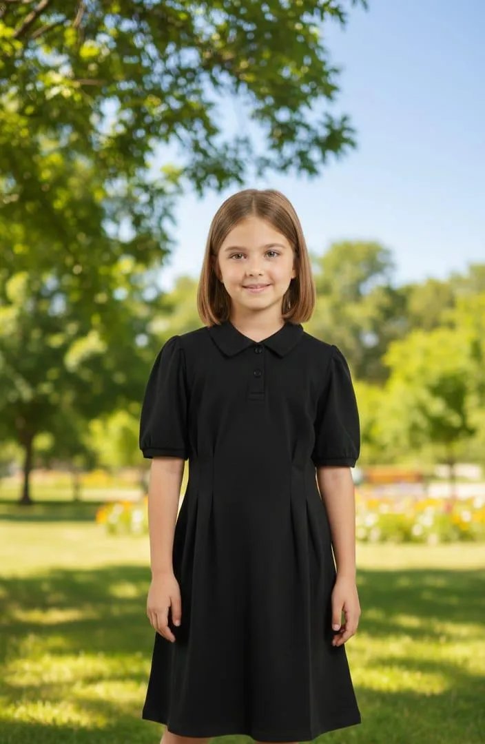 Black A-Line Frock for Girls 5-10 Years