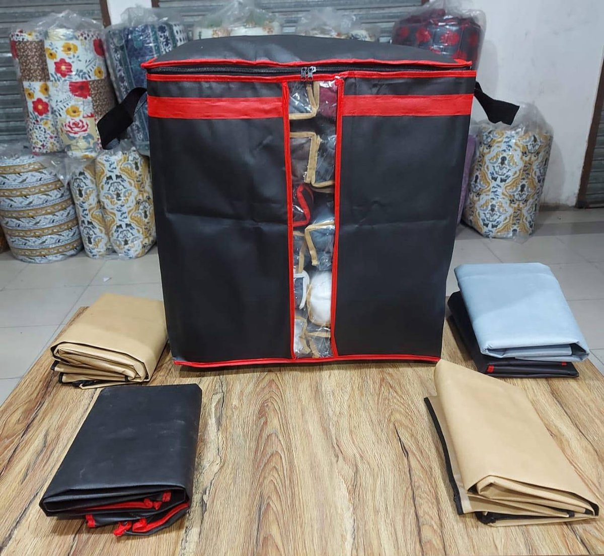 Dustproof Storage Bag Black Red Oxford Cloth 25kg