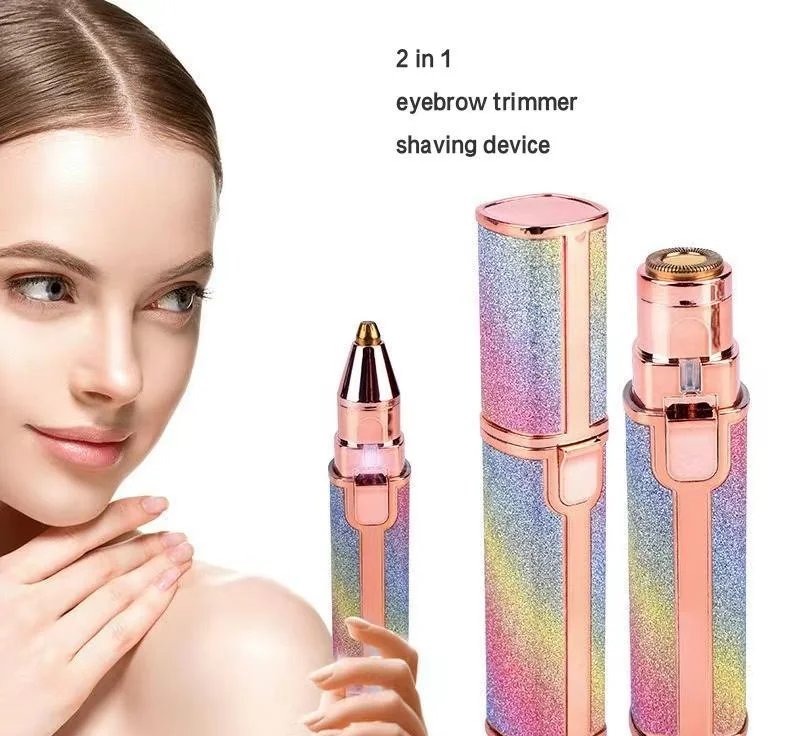 Rechargeable 2-in-1 Eyebrow Trimmer & Facial Shaver Multicolor