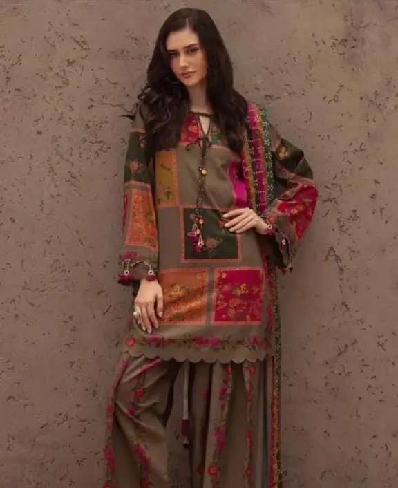 Unstitched Digital Printed Swiss Lawn 3 Piece Suit | Floral Print