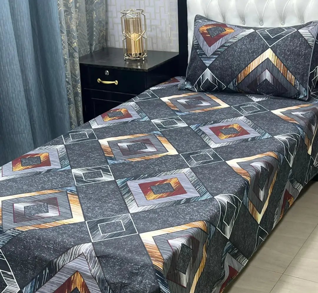 4 Pcs Crystal Cotton Printed Single Bedsheet