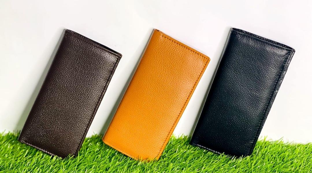 Textured Synthetic Leather Wallet Black Brown Mustard 6.3