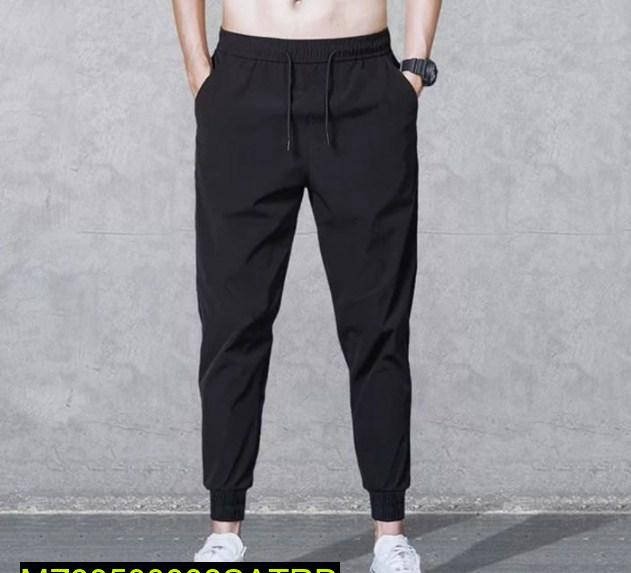 Men Slim Fit Cotton Jersey Trouser Black Summer Wear